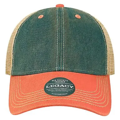 Legacy OFA Old Favorite Trucker Cap in Marine blue/ coral front view