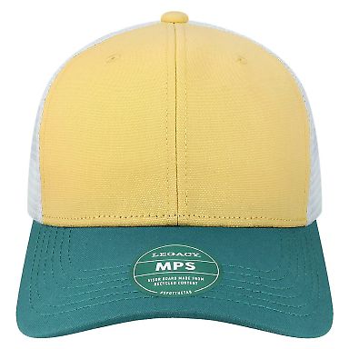 Legacy MPS Mid-Pro Snapback Trucker Cap in Yellow/ marine/ white front view