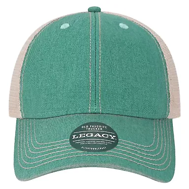 Legacy OFAY Youth Old Favorite Trucker Cap in Aqua/ khaki front view