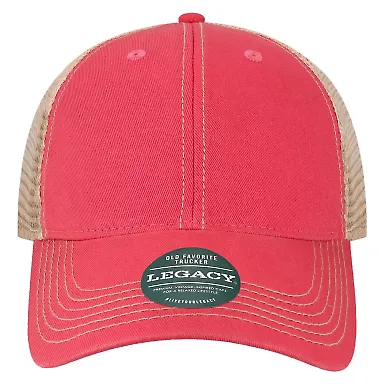 Legacy OFAY Youth Old Favorite Trucker Cap in Dark pink/ khaki front view