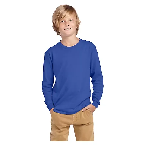 Delta Apparel 61070  Youth Long Sleeve 5.2 oz. Tee in Royal front view