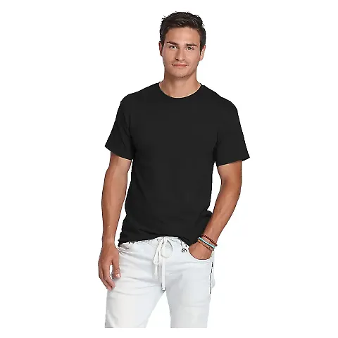 65000 Delta Apparel Adult Short Sleeve 6.0 oz. Tee in Black front view