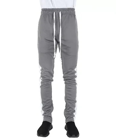 Shaka Wear SHTP Men's Track Pants in Grey/ white front view