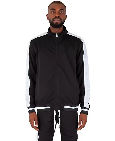 Shaka Wear SHTJ Men's Track Jacket in Black/ white front view