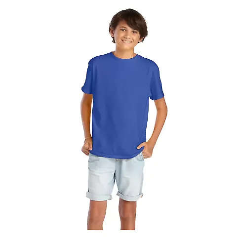Delta Apparel 65900 Youth Short Sleeve 5.5 oz. Tee in Royal front view