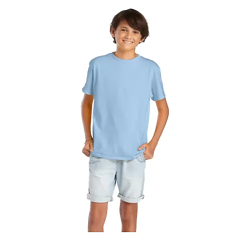 Delta Apparel 65900 Youth Short Sleeve 5.5 oz. Tee in Sky blue front view
