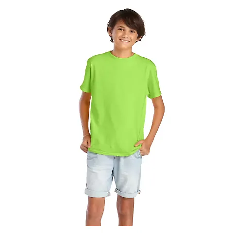 Delta Apparel 65900 Youth Short Sleeve 5.5 oz. Tee in Lime front view