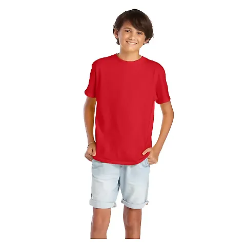 Delta Apparel 65900 Youth Short Sleeve 5.5 oz. Tee in New red front view