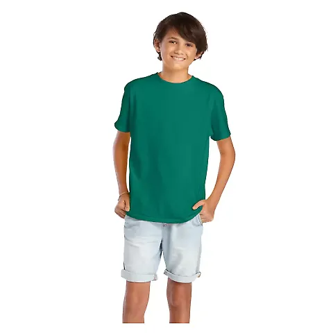 Delta Apparel 65900 Youth Short Sleeve 5.5 oz. Tee in Jade front view