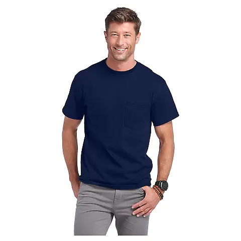 Delta Apparel 65732 Adult Short Sleeve 6.0 oz. Poc in Athletic navy front view