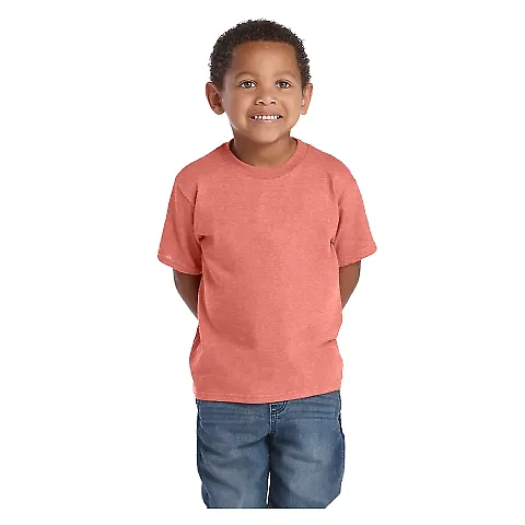 65300 Delta Apparel Juvenile Short Sleeve 5.5 oz.  in Coral heather front view