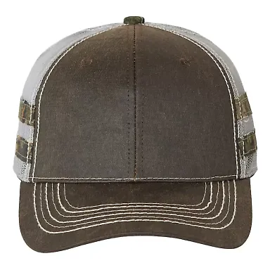Outdoor Cap HPC400M Frayed Camo Stripes Mesh-Back  in Brown/ country dna front view