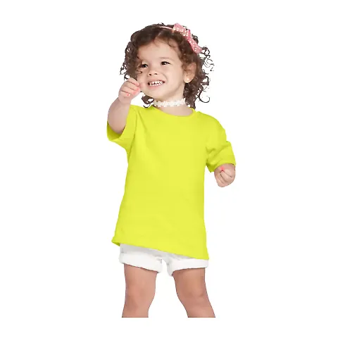 65200 Delta Apparel Toddler Short Sleeve 5.5 oz. T in Safety green front view