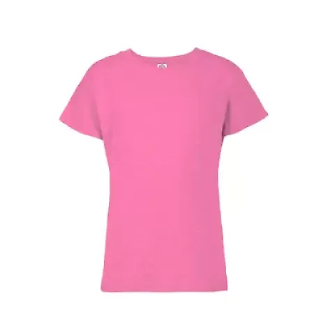 Delta Apparel 1300 Girls Semi-Sheer Cap Sleeve 3.3 in Hot pink front view