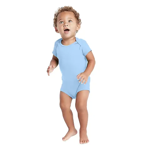 Delta Apparel 9500 Infants 5.8 oz. Rib Snap Tee in Sky blue front view