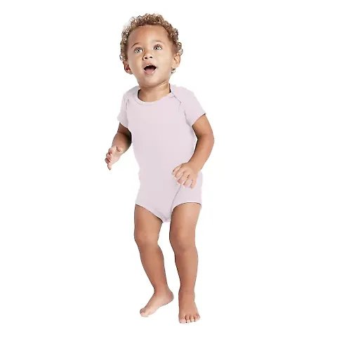Delta Apparel 9500 Infants 5.8 oz. Rib Snap Tee in Soft pink front view