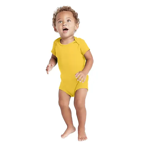 Delta Apparel 9500 Infants 5.8 oz. Rib Snap Tee in Sunflower front view