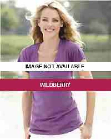 J. America - Ladies' Vanity V-Neck Slub T-Shirt -  Wildberry front view