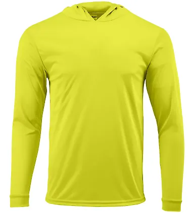 Paragon 220 Bahama Performance Hooded Long Sleeve  in Safety green front view