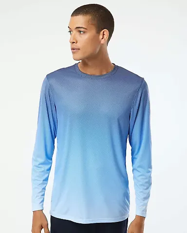 Paragon 225 Barbados Performance Pin Dot Long Slee in Navy/ blue mist front view