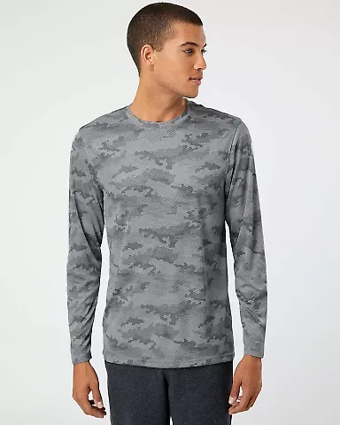 Paragon 217 Pompano Performance Camo Long Sleeve T in Medium grey front view