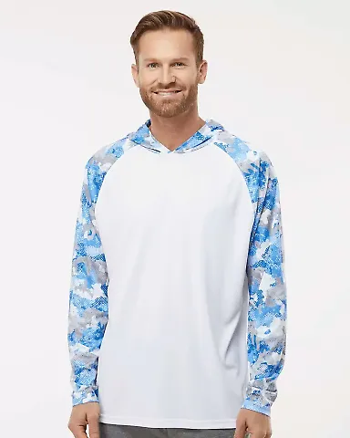 Paragon 240 Tortuga Extreme Performance Hooded T-S in White/ blue mist camo front view