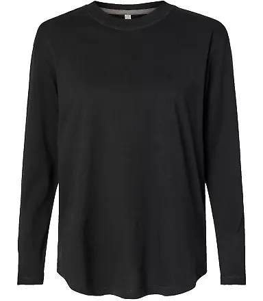 LA T 3508 Ladies' Relaxed  Long Sleeve T-Shirt in Black front view