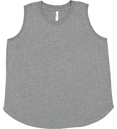 LA T 3892 Ladies' Curvy Relaxed Tank in Graphite heather front view