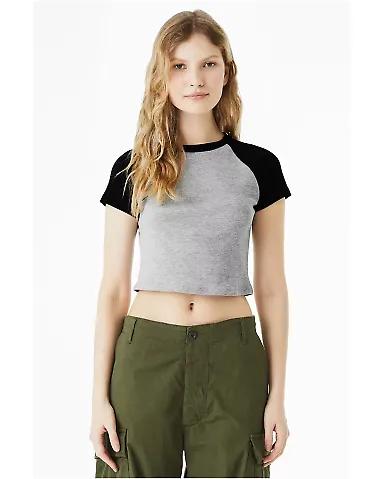 Bella + Canvas 1201 Ladies' Micro Ribbed Raglan Ba in Ath hthr/ black