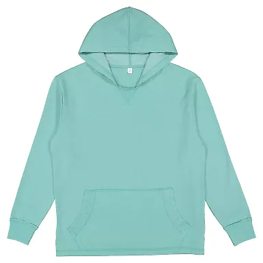 LA T 6936 Adult Vintage Wash Fleece Hooded Sweatsh in Washed saltwater front view