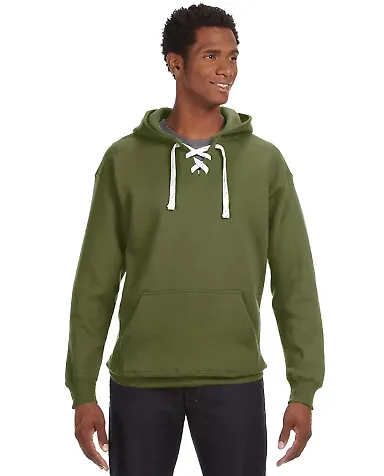J. America - Sport Lace Hooded Sweatshirt - 8830 in Military green front view