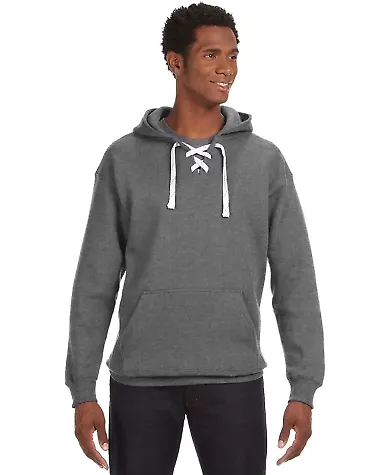 J. America - Sport Lace Hooded Sweatshirt - 8830 in Charcoal heather front view