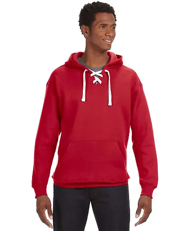 J. America - Sport Lace Hooded Sweatshirt - 8830 in Red front view