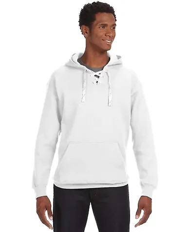 J. America - Sport Lace Hooded Sweatshirt - 8830 in White front view
