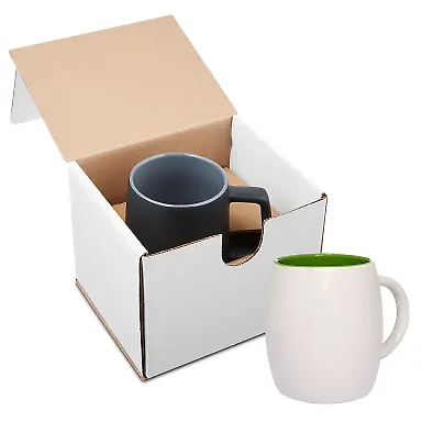 Promo Goods GCM112 14oz Morning Show Barrel Mug I in Wht/ lime green front view