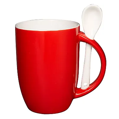 Promo Goods  CM124 12oz Dapper Ceramic Mug With Sp in Red front view