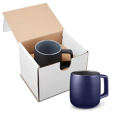 Promo Goods GCM113 15oz Geo Square Handle Ceramic in Navy blue front view