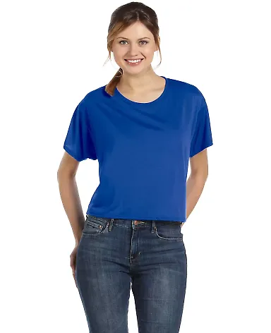 Bella+Canvas 8881 Womens Crop Flowy Boxy Tee in True royal front view