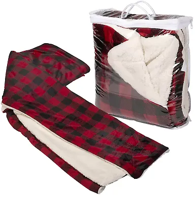 Promo Goods OD304 Micro Mink Sherpa Blanket in Black/ red front view
