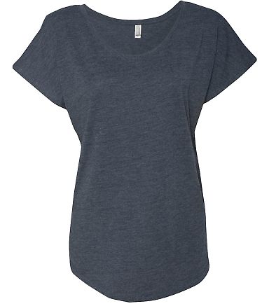 Next Level 6760 Tri-Blend Scoop Neck Dolman T-shir in Vintage navy front view