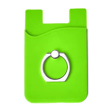 Promo Goods  PL-1370 Silicone Card Holder with Met in Lime green front view