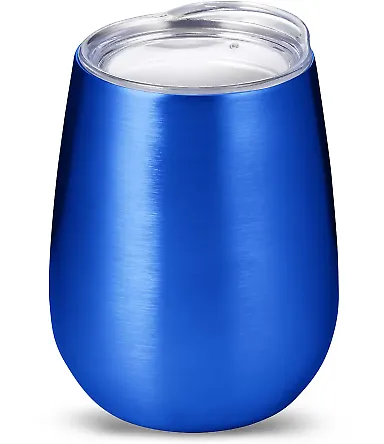Promo Goods  PL-2229 10oz Stemless Vacuum Wine Tum in Blue front view