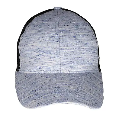 Promo Goods  AP119 Heathered Trucker Cap in Black/ blue front view