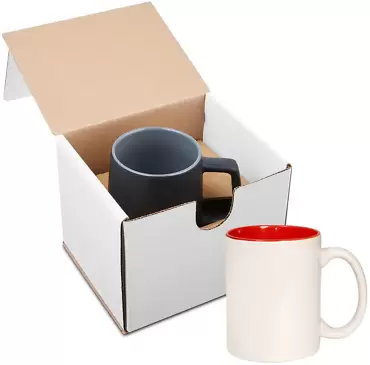 Promo Goods  GCM200 11oz Two Tone C-Handle Mug In  in White/ red front view