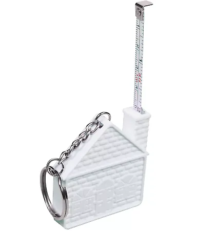 Promo Goods  TM104 House Tape Measure Key Chain 3' in White front view