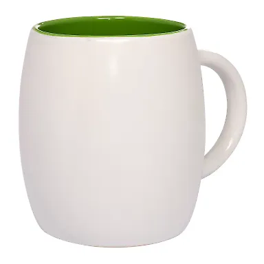 Promo Goods  CM112 14oz Morning Show Barrel Mug in Wht/ lime green front view