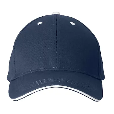 Promo Goods  AP101 Structured Sandwich Cap in Navy blue/ white front view
