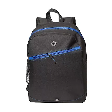 Promo Goods  LT-3956 Color Zippin’ Laptop Backpa in Black/ blue front view