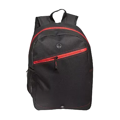 Promo Goods LT-3956 Color Zippin’ Laptop Backpa in Black/ red front view