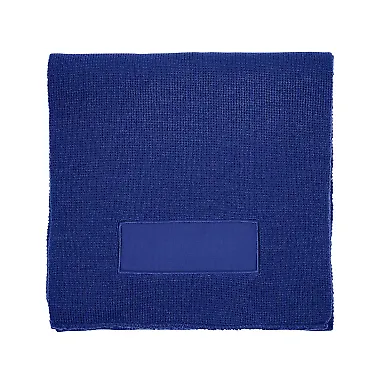 Promo Goods  AP501 Acrylic Knit Scarf With Patch in Navy blue front view